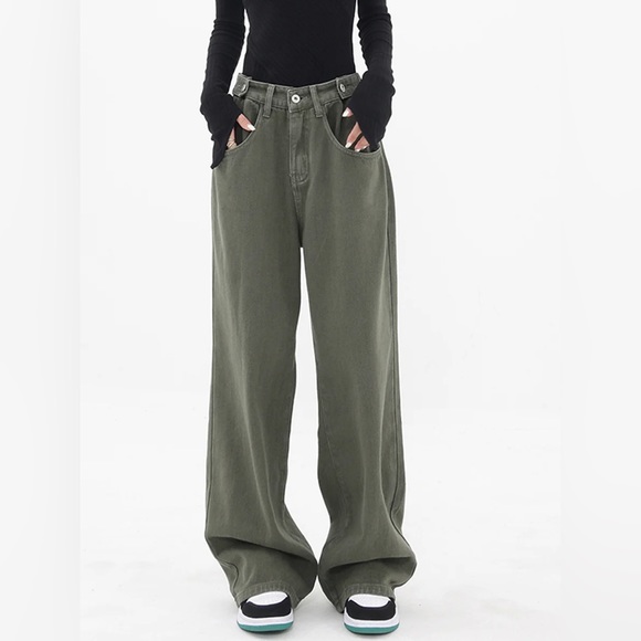 Commense Olive Wide Leg Jeans - Picture 2 of 6